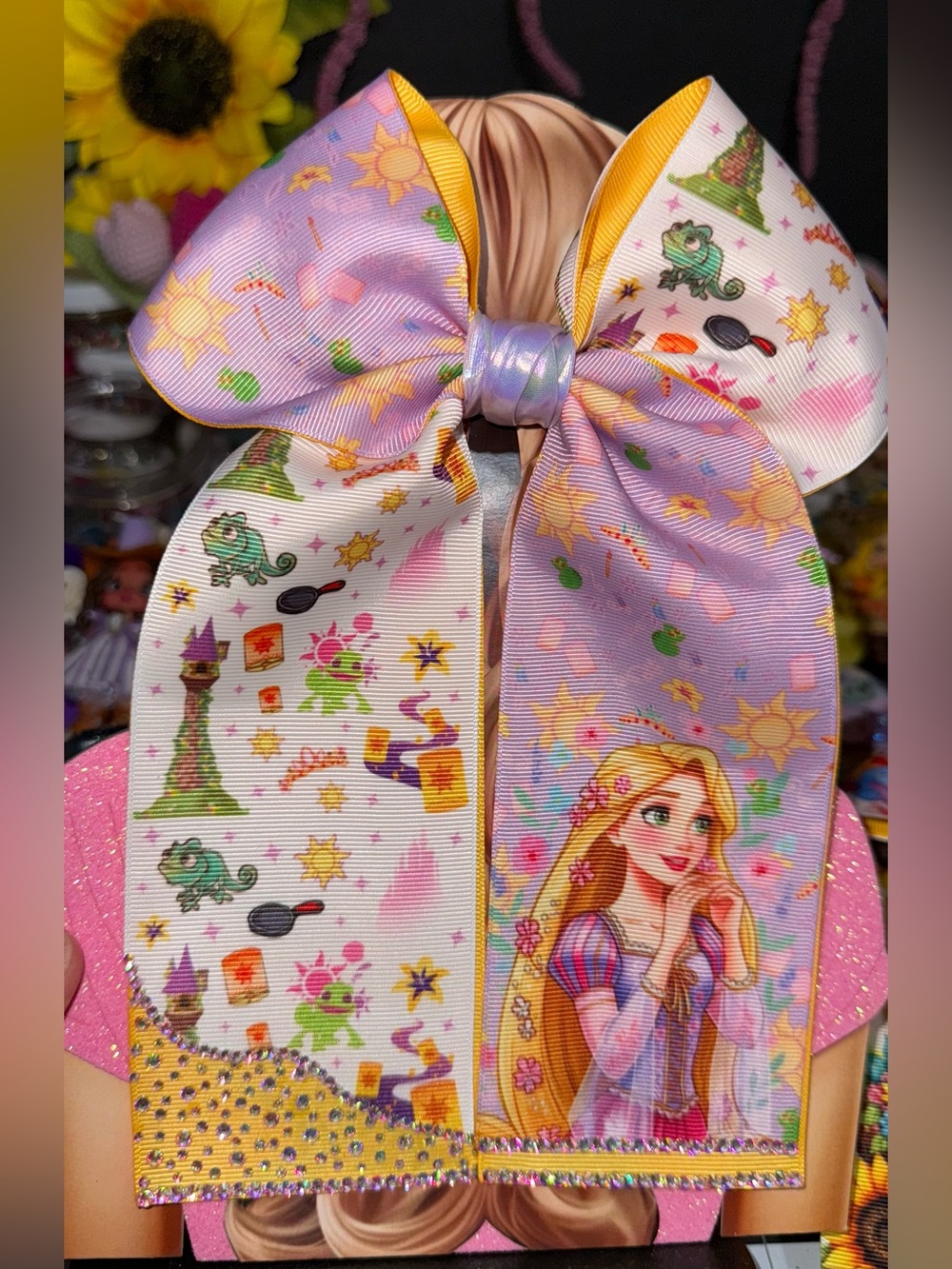 Kids Character Hair Bow - Purple & White Rapunzel Design
